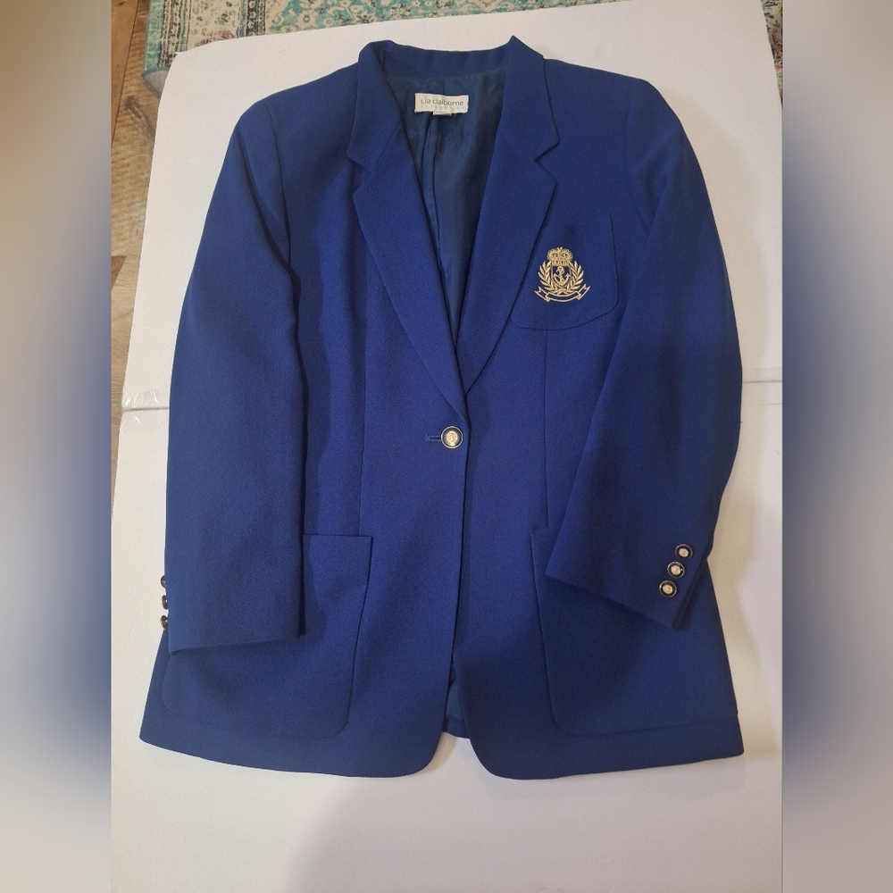 Vintage Liz Claiborne Collection Women's Long Sleeve Size 10 Navy Blue Blazer